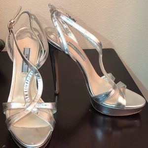 Prada Silver Strass T-Stap Platforms